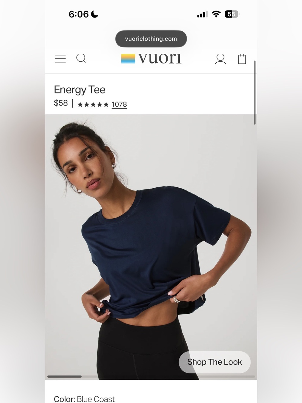 Vuori Energy Tee — Navy Blue